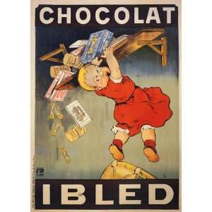 CHOCOLAT CHOCOLATE CHILDREN GIRL IBLED FRENCH SMALL VINTAGE POSTER 