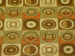 Chatroom Autumn Brown Green Modern Retro Squares Upholstery Fabric bty 