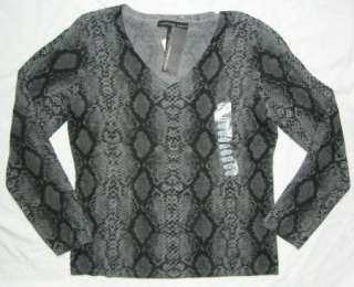 NWT Womens Josephine Chaus Gray Snakeskin Sweater LRG  
