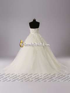 Gorgeous A line Appliqued Beads Tulle Wedding Dress Bridal Gown 