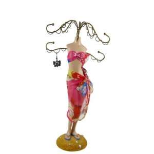  Beach Dress Jewelry Stand Floral Print Pink Sarong 11 