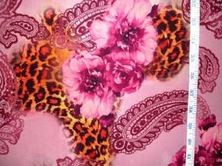 Pink Paisley Cheetah Floral Chiffon Fabric 60x1yd UNIQ  
