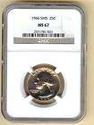 1966 SMS MS67 WASHINGTON QUATER RARE ONE OF 28 GRADED BY NGC