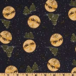  44 Wide Santa Town Flannel Christmas Night Navy Fabric 