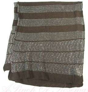 Collection 18 Eighteen Striped Metallic Thin Knit Shawl Scarf Silver 