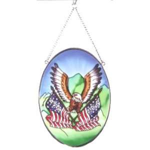  Art Glass Eagle, Flag Suncatcher Patio, Lawn & Garden