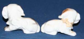 Vintage Set 1940s Chin Dog Figurines 1 W/ Fabric Bow  