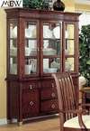 Rich Cherry Lighted Buffet Hutch China Cabinet  
