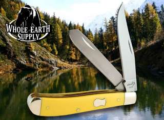 BOKER Plus Trapper Pocket Knife Yellow Knives Stainless 440C Blades 