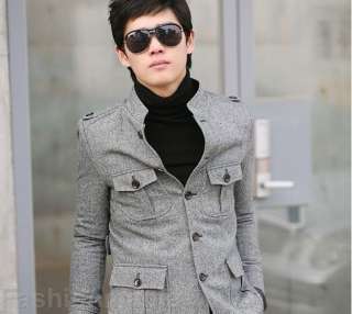 Mens Chinese Style Slim Fit Jacket MultiPocket Coat #09  