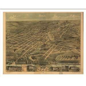 Historic Akron, Ohio, c. 1870 (M) Panoramic Map Poster Print Reprint 