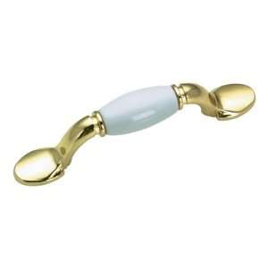 Richelieu Metal, Ceramic Handle Pull 3 in Burnished Brass, Oatmeal [ 1 