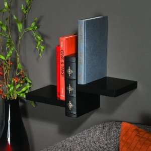  Wall Mounted Shelf with Faux Book Spine Support in Black 