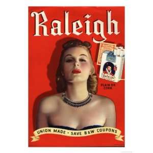  Raleigh, Glamour Cigarettes Smoking, USA, 1930 Stretched 