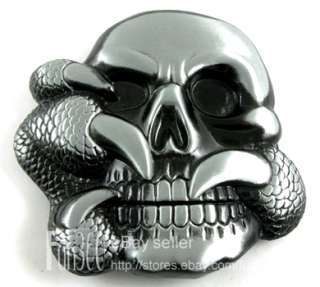Puck Claw Skull Head Buckle Mens Genuine Leather Belt  