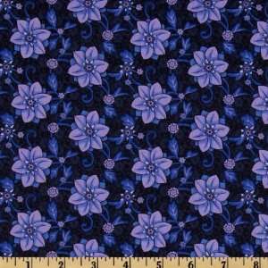   & Indigo Large Flower Blue Fabric By The Yard Arts, Crafts & Sewing