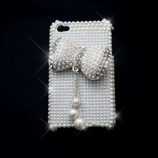 White Bling Pearl Hard Case Skin For iPhone 4G 4 4S  