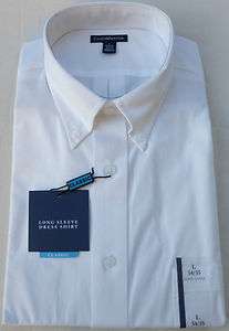 New Mens Croft & Barrow Solid White Dress Shirt Classic Fit   Long 