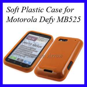 Soft Gel Plastic Case Skin Cover for Motorola Defy MB525 Orange  