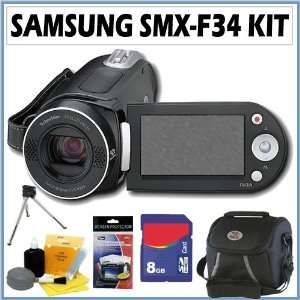  Samsung SMX F34 16GB Flash Memory Camcorder in Black + 8GB 