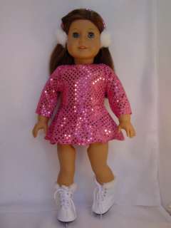 Doll Clothes Pink Ice Skate 3 Pc outfit fit American Girl & Bitty Baby 