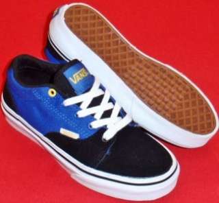   VANS Black/Blue Leather/Canvas Athletic Sneakers Skate Shoes 1  