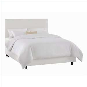    King Skyline Twill White Slipcover Upholstered Bed