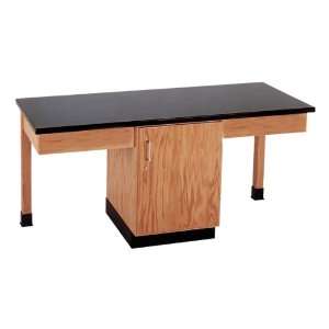   Table with Storage Plain Apron Epoxy Resin Top Door