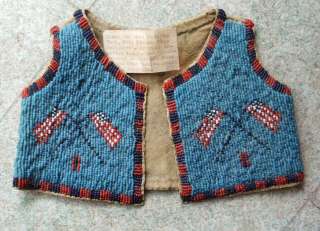 Early 1900s Sioux Indian Infant Full Beaded Hide Vest American Flag 