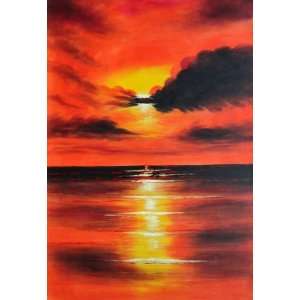  Sunset on Fire Skyscapes Oil Painting 36 x 24 inches