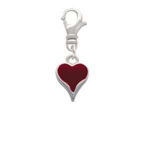  Small Long Maroon Heart Clip On Charm Arts, Crafts 