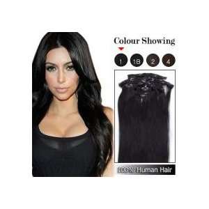  20 Clip in Remy Human Hair Extensions 70g 7pcs #1 Beauty