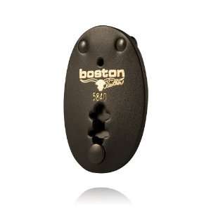 Boston Leather Oval Clip on Badge Holder Plain Finish (Black Leather)