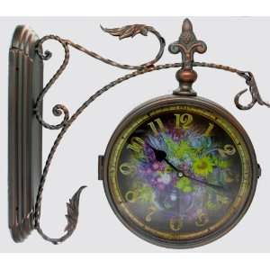  Double Sided Clock Antique Style Foral Pattern Design