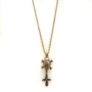  Antique Road Warrior Skull and Bones Charm and Chain 
