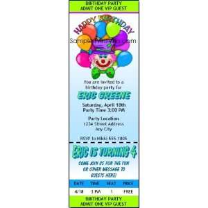  Clown Birthday Party Ticket Invitation Toys & Games