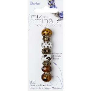  Darice Mix and Mingle Bronze Metal Lined Beads, Topaz 
