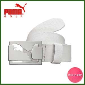 Puma Golf High Shine Croco Golf Belt White   Large (L)  