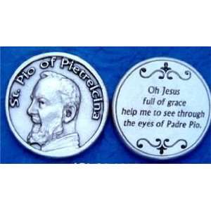  St. Padre Pio Pocket Coin Token, finely engraved 