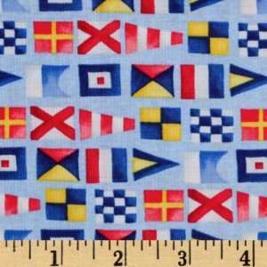  44 Wide By The Sea Signal Flags Blue Fabric By The Yard 