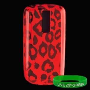  Red Leopard Design TPU Silicone Crystal Skin Case for HTC 