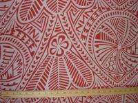 Hawaiian Red/white tapa print Poly/cotton Fabric #158H  