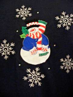 QUACKER FACTORY Christmas Snowman Snowflake Skirt Set M  