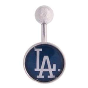 Los Angeles Dodgers LA 316L Stainless Steel Belly Ring   14G   3/8 