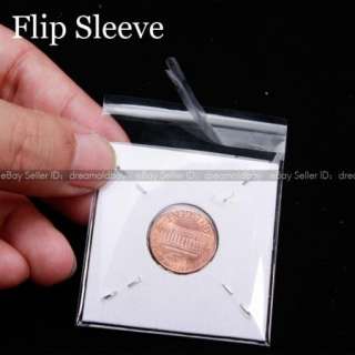 100) Flip Coin Square Cardboard Storage Holders Transparent Soft 