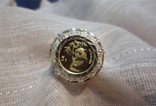 Ladies 14k yellow gold 1/20th of oz Panda coin ring size 7 1/4  
