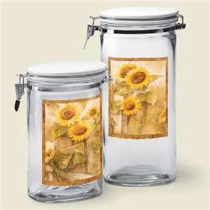 Country SUNFLOWER Kitchen CANISTER sealed Jar 
