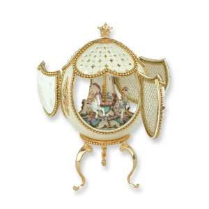  Gold tone Carousel Musical Ostrich Egg Jewelry