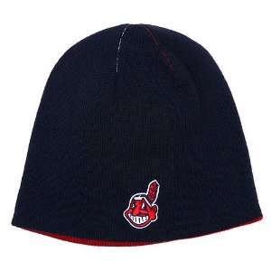  Cleveland Indians Con Air Reversible Knit Cap   Navy/Red 