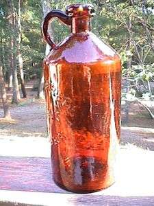 Collectible Antique Bottle Amber Handled Whiskey Biningers  